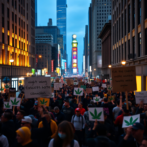 Ai Images of Cannabis Protest in city downtown